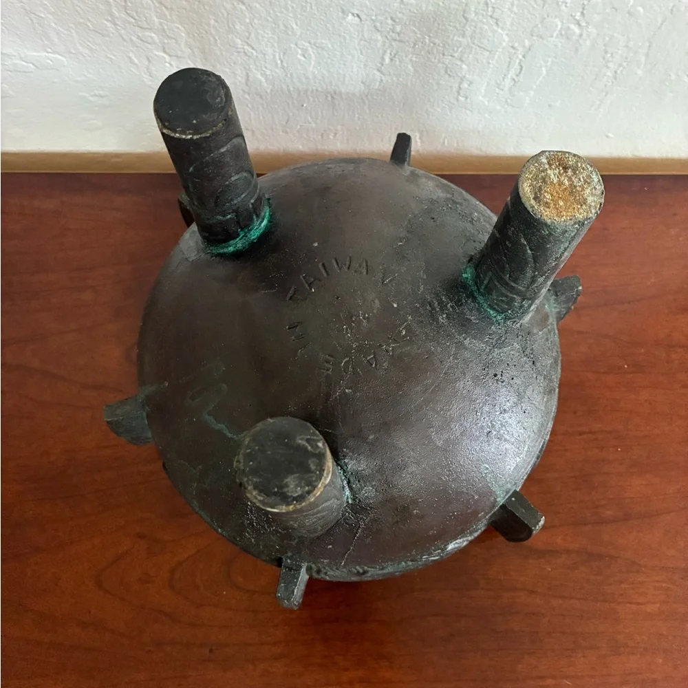 Vintage 1960s James Mont MCM Verdigris Mayan Aztec Asian Faux Bronze Ice Bucket